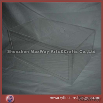 Transparent elegant high capacity rectangle polished acrylic/lucite container/vessel/receptacle/box